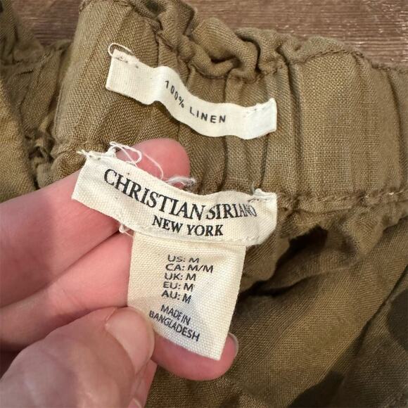 Christian Siriano M Olive 100% Linen Faux Wrap Skort Pockets Boho Preppy READ - Picture 6 of 10